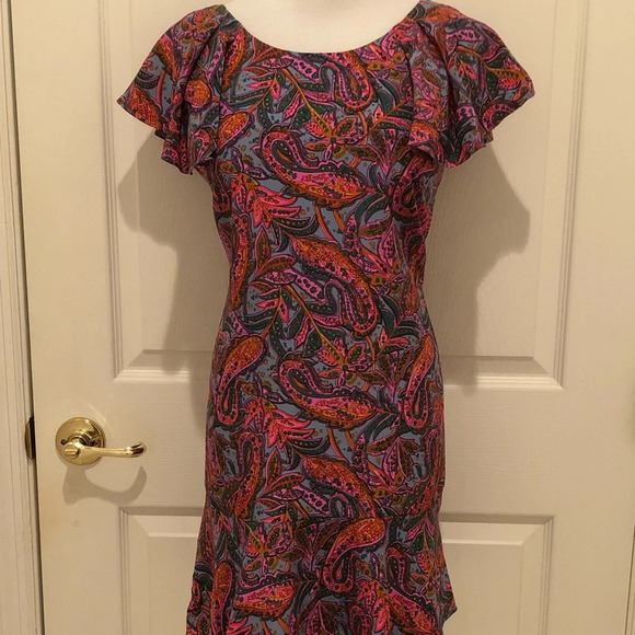 J. Crew Silk  Paisley Ruffle Dress - Picture 4 of 10